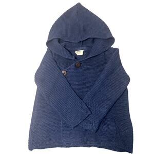 Viverano Organics Hooded Button & Pocket Sweater Knit Baby Jacket Navy 12-18M